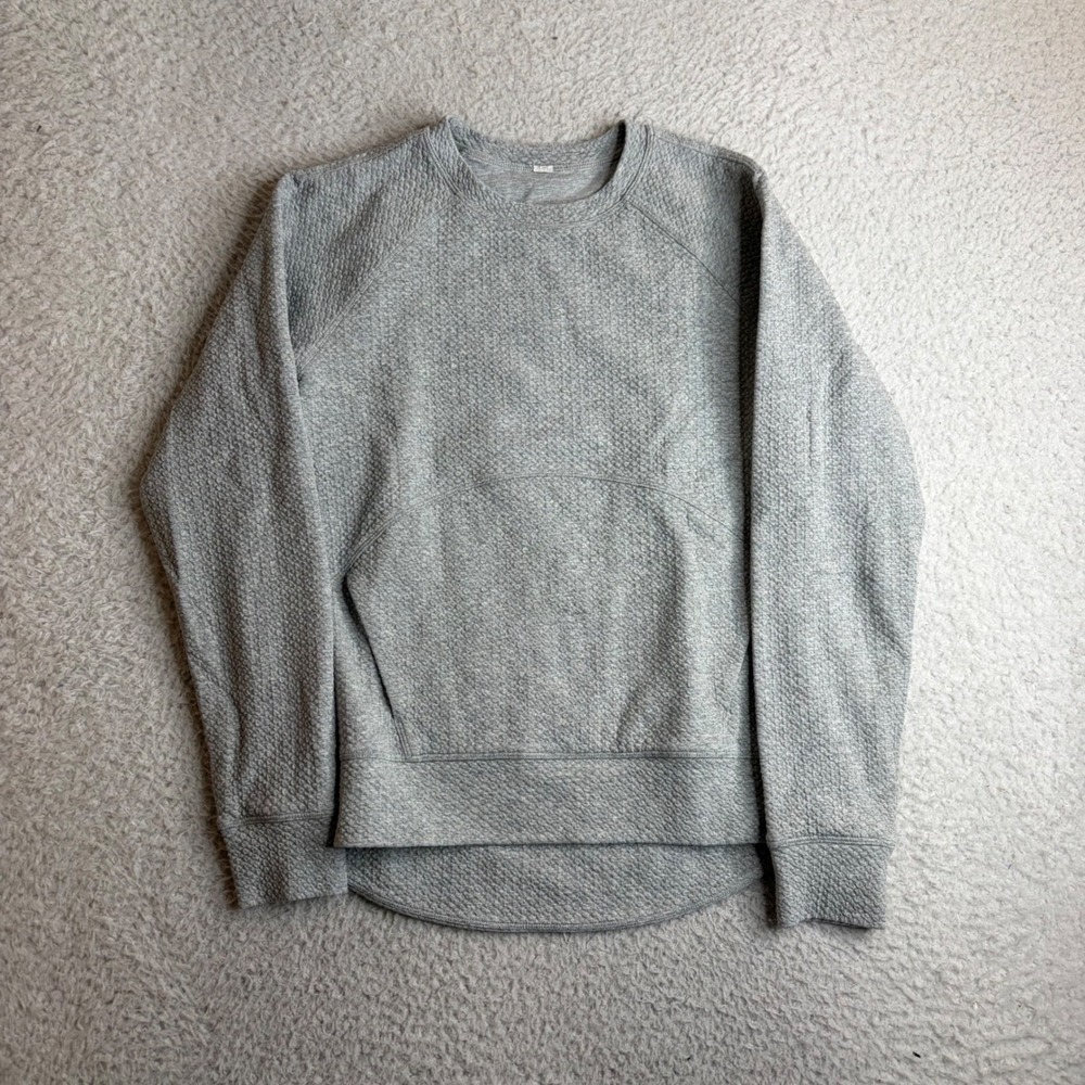 Lululemon Rest Less Pullover Gray Textured Knit Raglan Crewneck Size 6